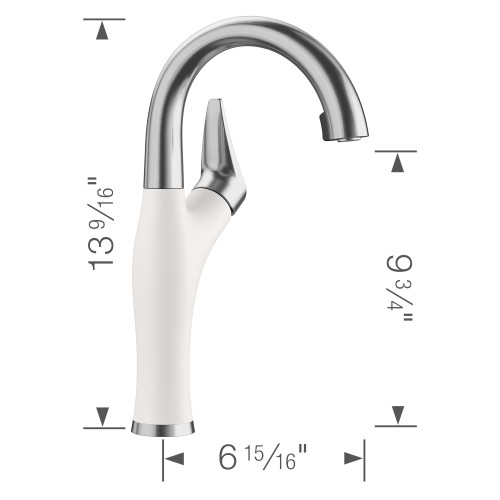 526386 Artona Single-Lever Pull-Down Bar Faucet with 1.5 GPM in White/Stainless