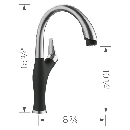 Blanco 526401 Artona Single-Lever Pull-Down Kitchen Faucet with 1.5 GPM in Coal Black/Stainless