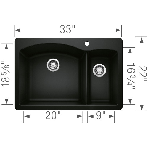 Blanco 442907 Diamond 1-1/2 Bowl Dual Mount in Coal Black