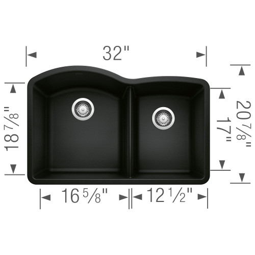 Blanco 442909 Diamond 1-3/4 Bowl in Coal Black