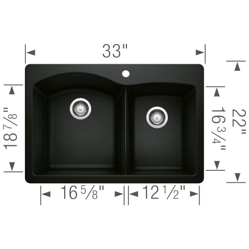 Blanco 442908 Diamond 1-3/4 Bowl Dual Mount in Coal Black
