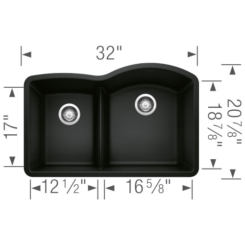 Blanco 442911 Diamond 1-3/4 Low Divide Reverse in Coal Black