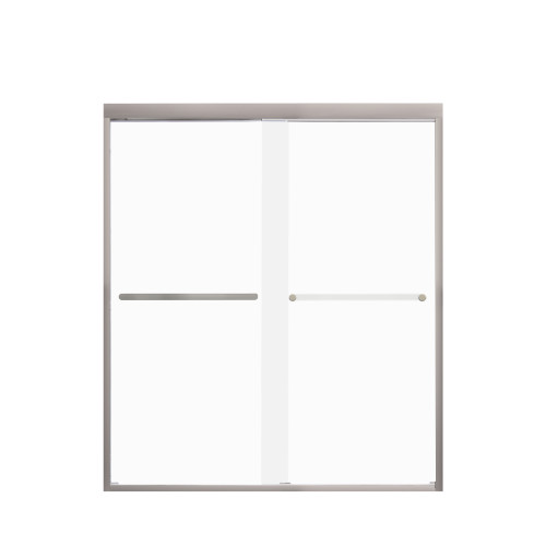 Transolid FBPT607008F-R-BN Frederick 57.75-59 in. W x 70 in. H Semi-Frameless Bypass Shower Door in Brushed Stainless with Frosted Glass