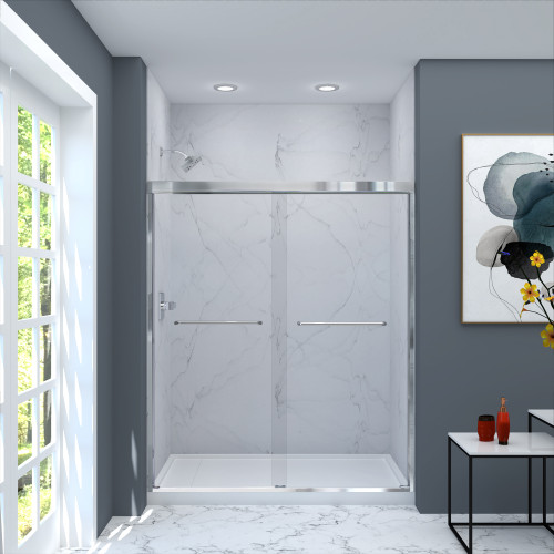 Transolid CBP607006C-PC 57.75-59 in. W x 70 in. H Semi-Frameless Bypass