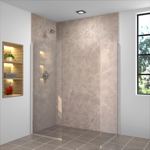 Ready to Tile Wet Floor Shower Base with a Rear Offset Center Shower Drain, 51.2-in L x 32.3-in W