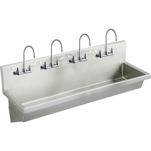 Commercial Stainless Steel Handwash Sink Package with 8 Faucet Holes in Buffed Satin