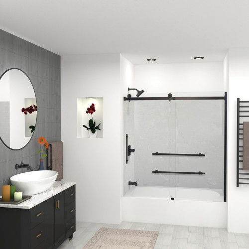 SWK603660-50V SaraMar 60-in x 36-in x 60-in Glue to Wall 3-Piece Shower Wall Trimmable Kit, Lunar Velvet