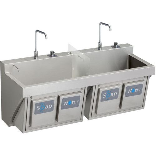 Commercial Scrub Sink with 2 Faucet Holes in Satin