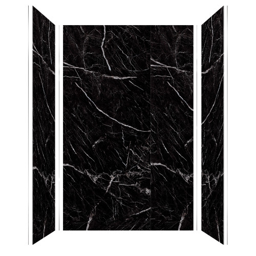 Transolid TWK603696-KI58G Titan 64-in x 39-in x 96-in Shower Wall Trimmable Kit, Black Caruso (Honed)