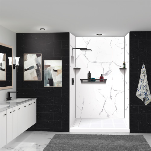 Transolid K-J30-SSC-MB Transolid K-J30-SSC-MB Jocelyn Grab Bar Shelf and Corner Shower Shelf Kit; Matte Black