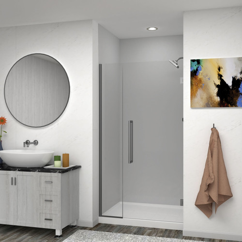 Transolid EHTB42307610C-T-MB Elizabeth 42-in W x 76-in H Hinged Shower Door in Matte Black with Clear Glass