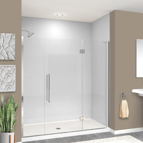 Transolid EHTF725307610C-T-PC Elizabeth 72.5-in W x 76-in H Hinged Shower Door in Polished Chrome with Clear Glass