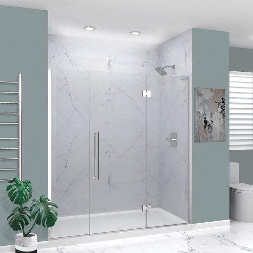 EHTF75277610C-T-PC Elizabeth 75-in W x 76-in H Hinged Shower Door in Polished Chrome with Clear Glass