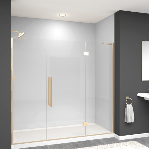 Transolid EHTF775297610C-T-CB Elizabeth 77.5-in W x 76-in H Hinged Shower Door in Champagne Bronze with Clear Glass