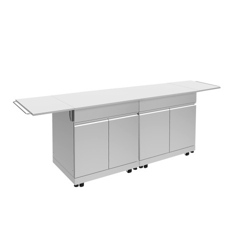 OUCS6424 Outdoor Kitchen 64-in x 24-in x 37-in Double Utility Cabinet With Folding Shelves, Stainless Steel