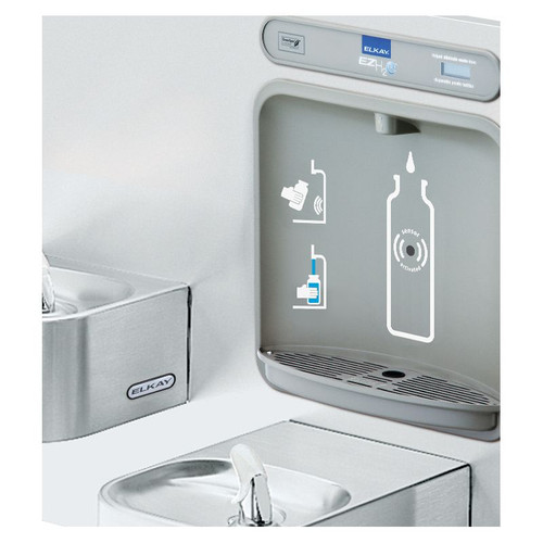 Bottle Filling Station with Integral Soft Sides Fountain in Stainless Steel