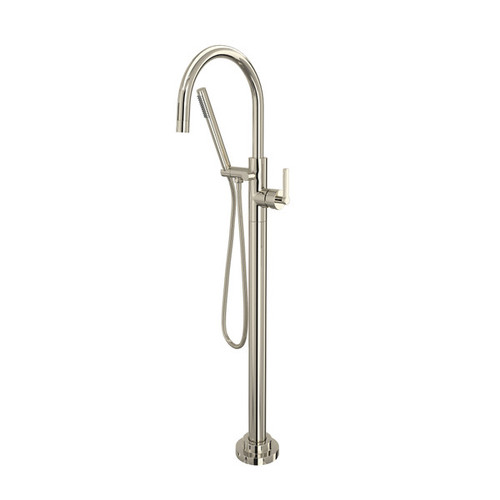 Rohl TLB06HF1LMPN Lombardia Single Hole Floor Mount Tub Filler Trim, Polished Nickel
