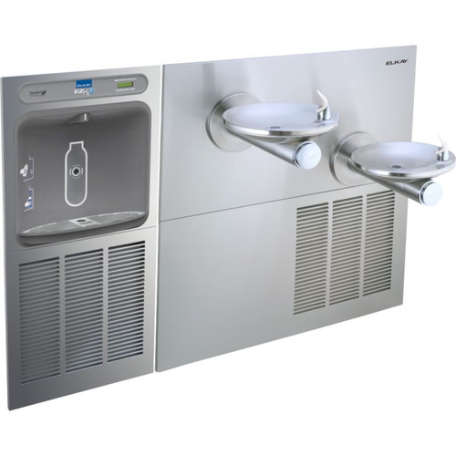 Bottle Filling Station with SwirlFlo Green Bi-Level Refrigerated Fountain in Stainless Steel