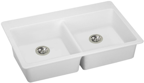 33" x 22" x 5-1/2" Quartz Drop-in ADA Sink with Perfect Drain in White