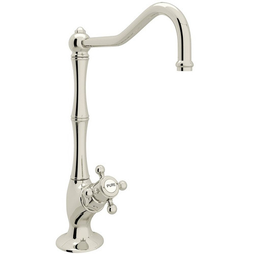 Column Spout Filter Faucet With Mini Cross Handle In Polished Nickel
