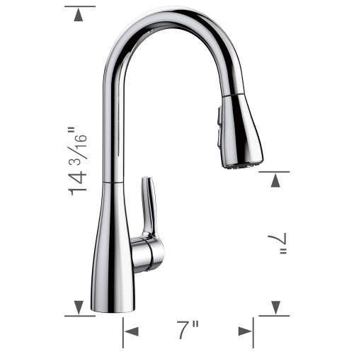 Pull-Down Bar Faucet Dual Spray 1.5 gpm in Chrome