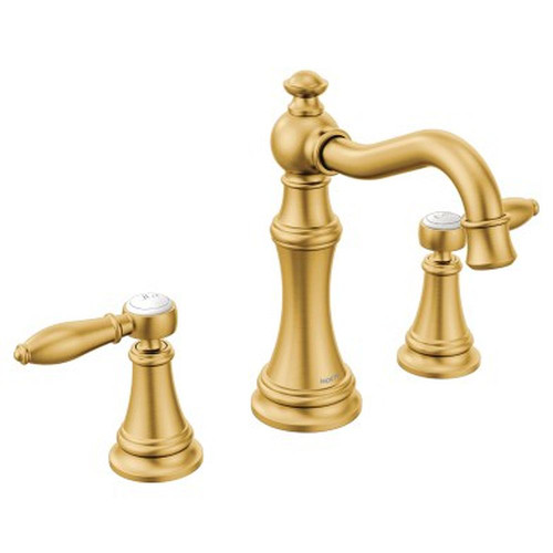 7-1/2" Double Lever Handle Widespread High Arc Bathroom Sink Faucet in Brushed Gold