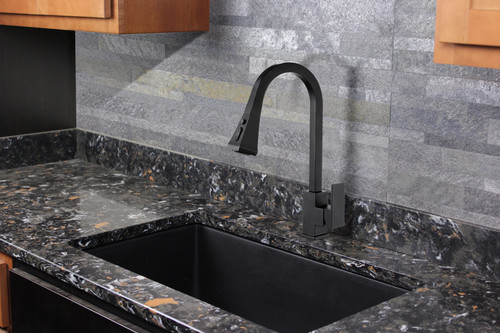 Transolid T3650-MB Kent Pull-Out Kitchen Faucet, Matte Black