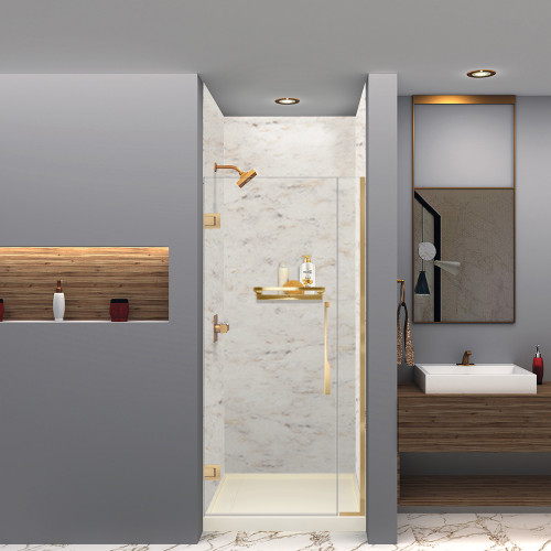 Transolid SWK363696-48V SaraMar 36-in x 36-in x 96-in Glue to Wall 3-Piece Shower Wall Trimmable Kit, Biscotti Marble Velvet