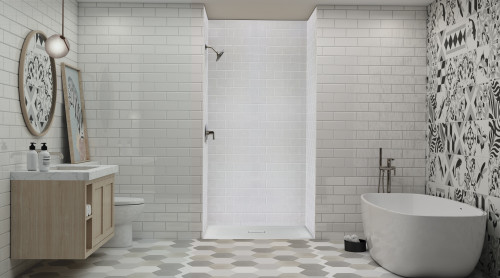 FZS5140C-39 51-in L x 40-in W Zero Threshold Center Drain Shower Base, Grey