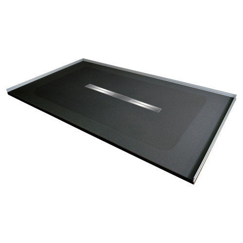 Transolid FZS6032C-09 Trimslate 60-in x 32-in Zero Threshold Shower Base with Center Drain, Black