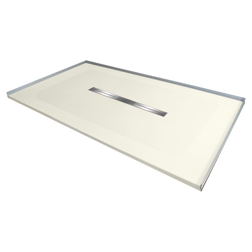 Transolid FZS6032C-32 Trimslate 60-in x 32-in Zero Threshold Shower Base with Center Drain, Cameo