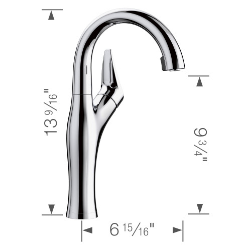 Blanco 526381 Artona Single-Lever Pull-Down Bar Faucet with 1.5 GPM in Polished Chrome