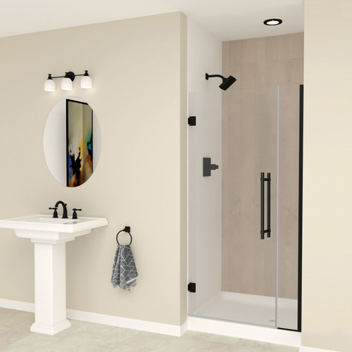 EHTB345287610C-BK-MB Elizabeth 34.5-in W x 76-in H Hinged Shower Door in Matte Black with Clear Glass