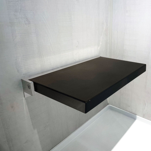 PPS1420UP-09BS 14-in x 20-in Flip Up Shower Seat, Black and Brushed Stainless