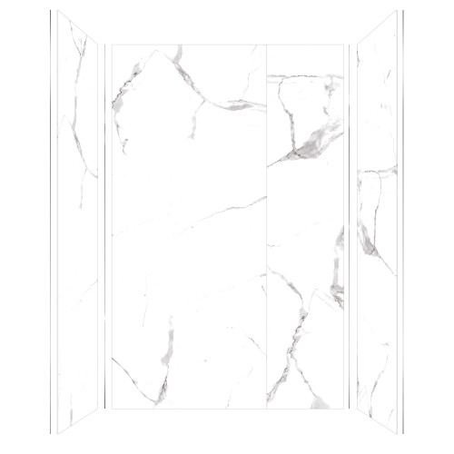 Transolid TWKE603696-KI01G Titan 60-in x 36-in x 96-in Eco Shower Wall Trimmable Kit, White Caruso (Glossy)