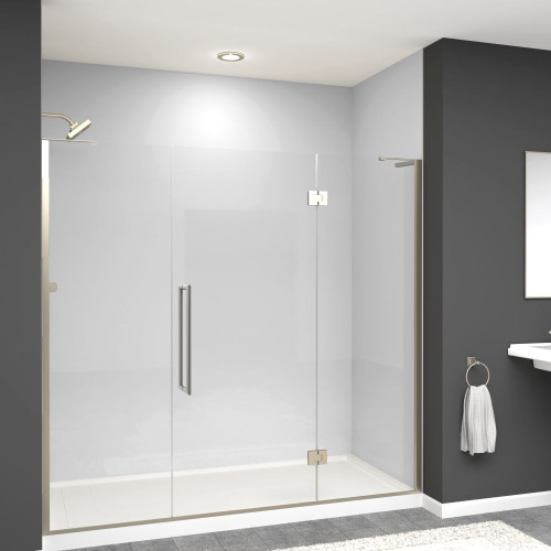 Transolid EHTF775297610C-T-BS Elizabeth 77.5-in W x 76-in H Hinged Shower Door in Brushed Stainless with Clear Glass