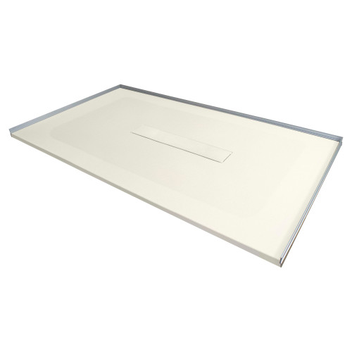 Transolid FZS7940C-32 Trimslate 79-in x 40-in Zero Threshold Shower Base with Center Drain, Cameo