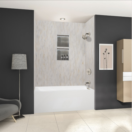 UATLN603020-R-BN Unity 60-in x 30-in x 20-in Alcove Acrylic Bathtub Kit With Right Hand Drain, White/Brushed Nickel