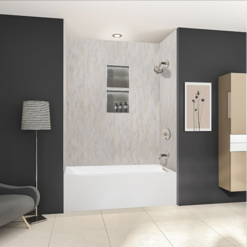 Transolid UATLN603215-R-BN Unity 60-in x 32-in x 15-in Alcove Acrylic Bathtub Kit With Right Hand Drain, White/Brushed Nickel