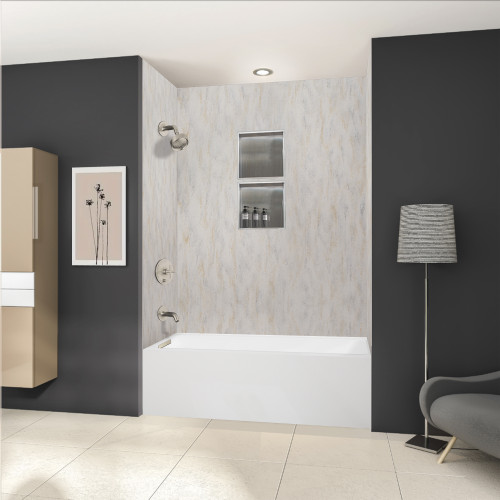 Transolid UATLN603217-L-BN Unity AFR 60-in x 32-in x 17-in Alcove Acrylic Bathtub Kit With Left Hand Drain, White/Brushed Nickel