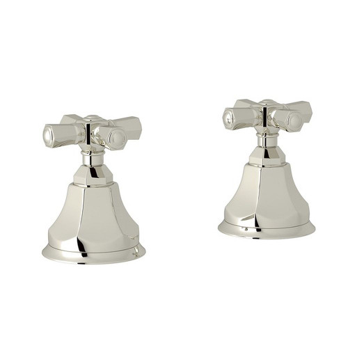 3/4" Hot and Cold Sidevalves Set with Cross Handle in Polished Nickel