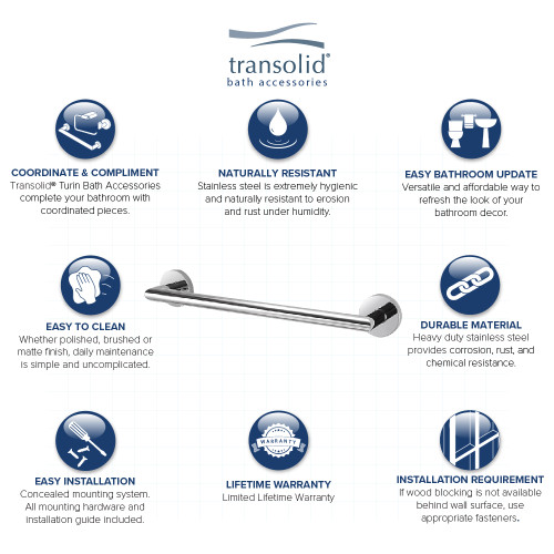 Transolid TTB24-PC Turin 24-inch Towel Bar, In Polished Chrome
