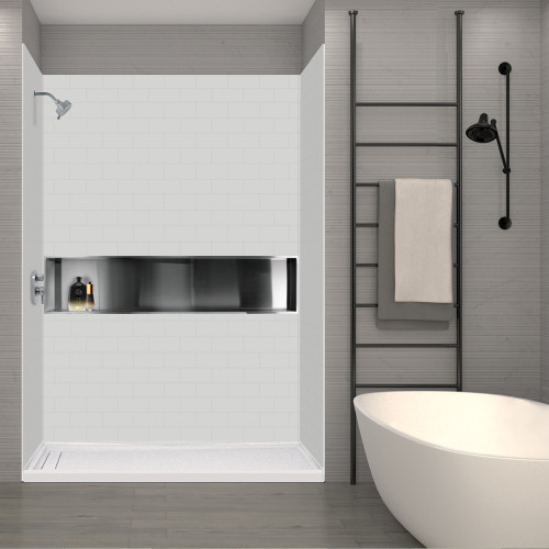 Transolid SWK603696-21 SaraMar 36-In X 60-In X 96-In 3-Piece Shower Wall Trimmable Kit, In White