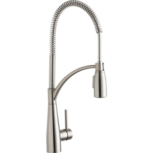 Semi-Professional Kitchen Single-Hole Faucet in Lustrous Steel