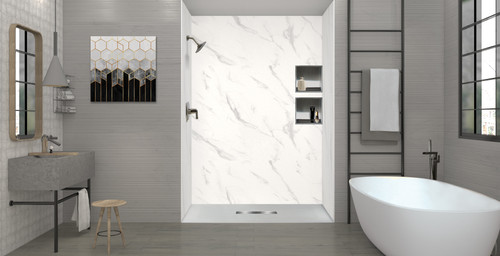 FZS6032C-39 60-in L x 31.5-in W Zero Threshold Center Drain Shower Base, Grey