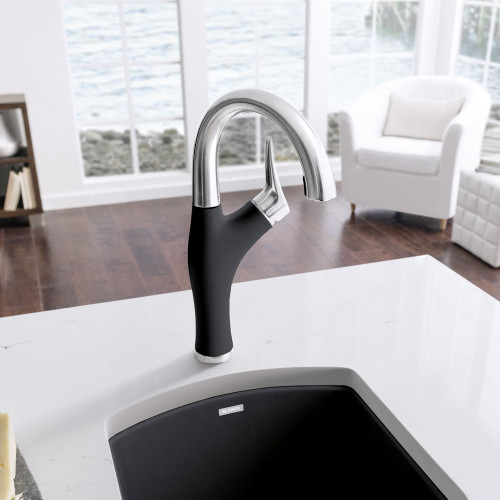 Blanco 526378 Artona Single-Lever Pull-Down Bar Faucet with 1.5 GPM in Anthracite/Stainless
