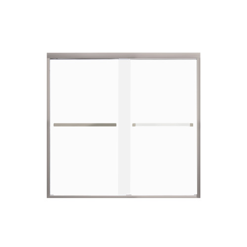 FBPT605808F-S-BN Frederick 57.75-59 in. W x 58 in. H Semi-Frameless Bypass Shower Door in Brushed Stainless with Frosted Glass