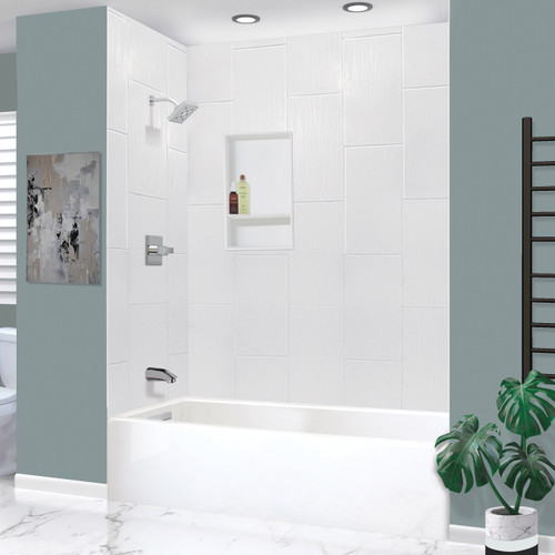 Transolid UATLN603215-L-PC Unity 60-in x 32-in x 15-in Alcove Acrylic Bathtub Kit With Left Hand Drain, White/Polished Chrome