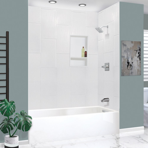 Transolid UATLN603215-R-PC Unity 60-in x 32-in x 15-in Alcove Acrylic Bathtub Kit With Right Hand Drain, White/Polished Chrome