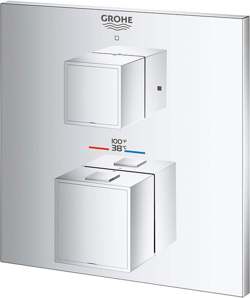 Grohe 24158000 Grohtherm Cube Dual Function 2-Handle Thermostatic Trim in StarLight Chrome Finish